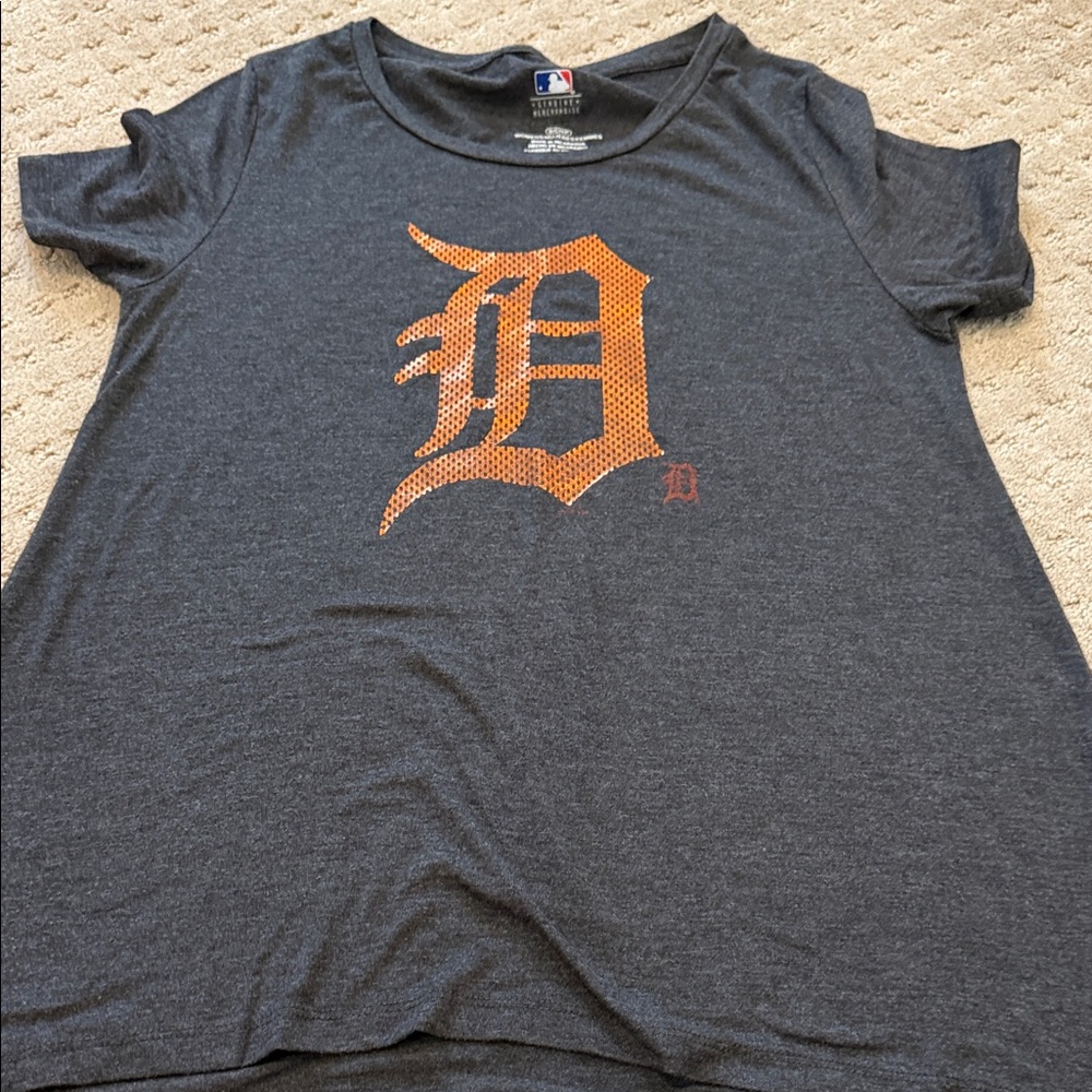 MLB Charcoal Tee with Detroit Tigers  Orange Logo